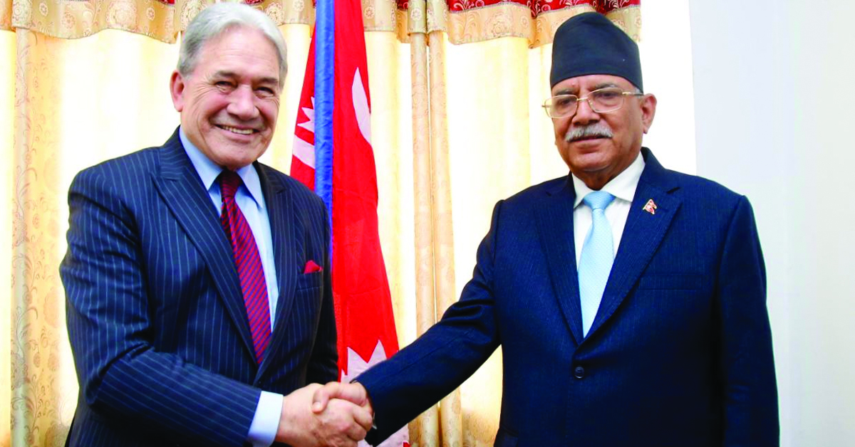 New Zealand DPM Peters Meets Maoist Chair Dahal