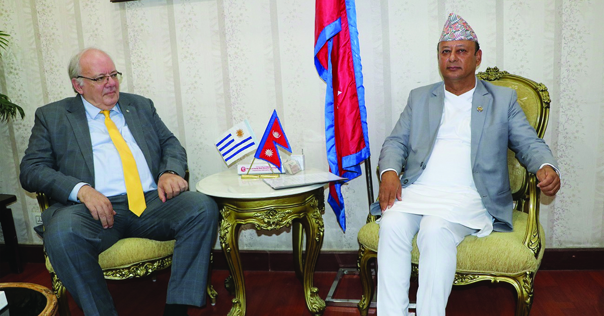 Energy Minister Dipak Khadka Meets Uruguayan Ambassador Guani to Discuss Bilateral Cooperation