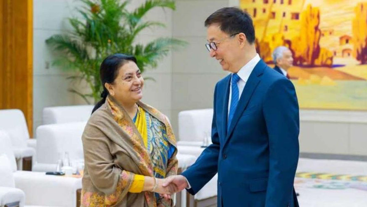 Former President Bhandari Meets Chinese Vice President Han Zheng in Gansu