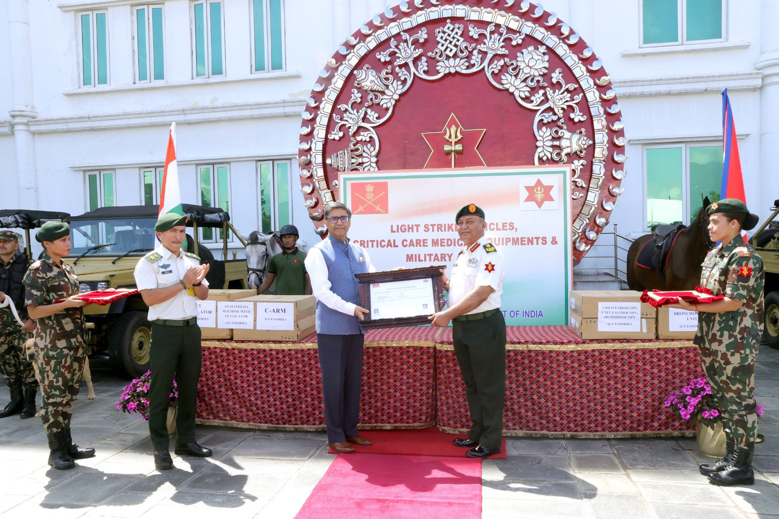 Indian Foreign Secretary Misri Hands Over Military Equipment to Nepali Army