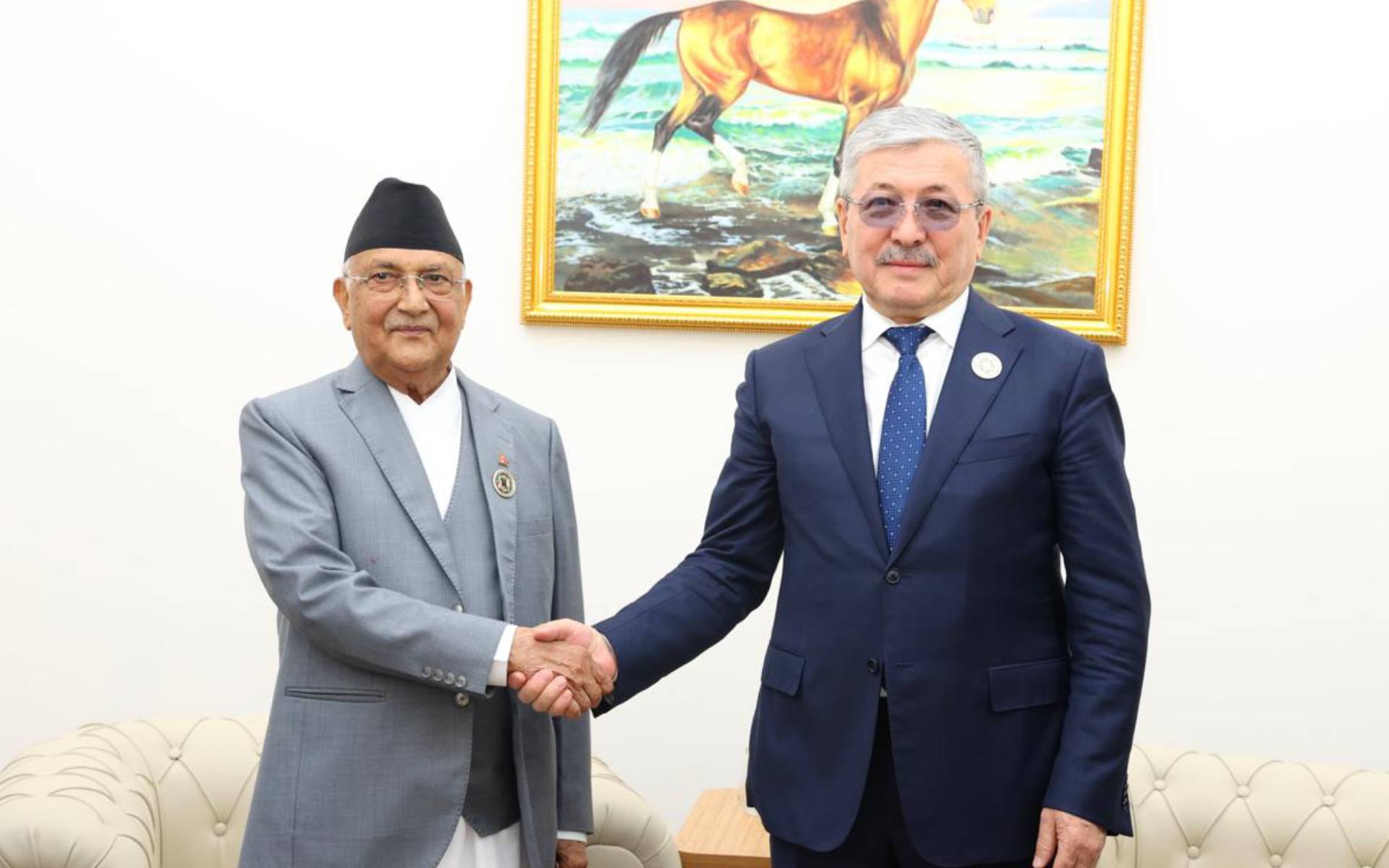 PM Oli Meets Kyrgyz Republic Chairman on Sidelines of LLDC3 Conference