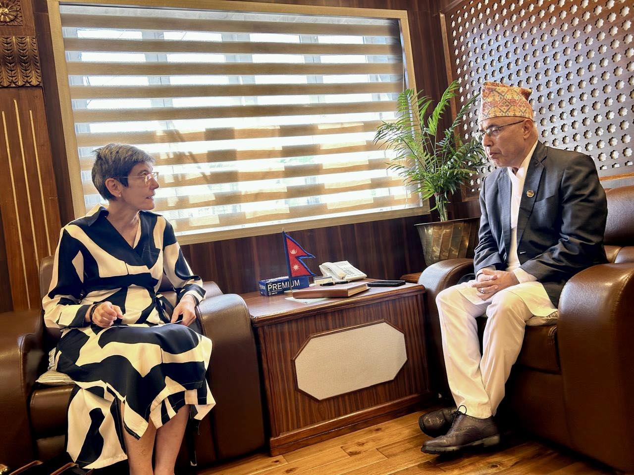 Swiss Ambassador Meets Finance and Federal Affairs Minister Khanal