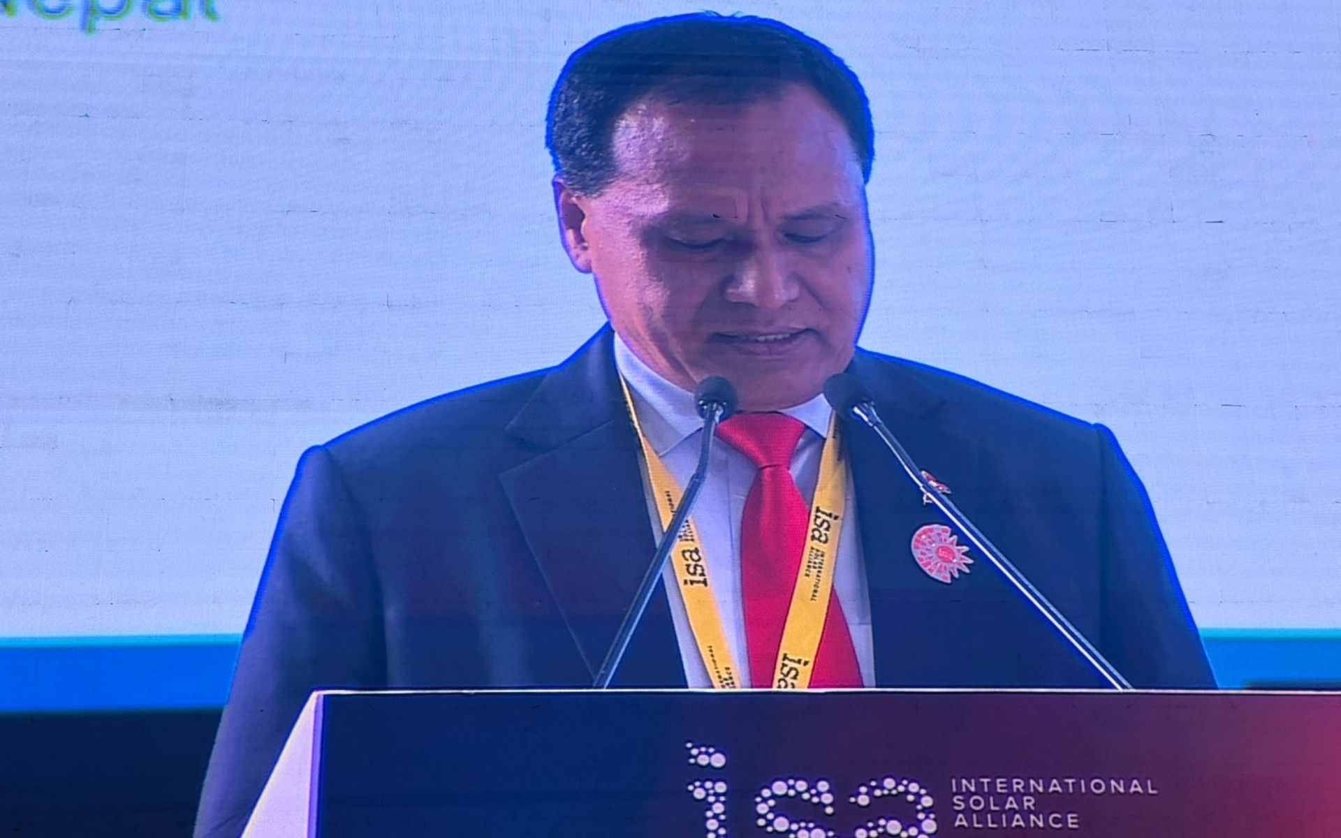 Minister Ghising Showcases Nepal’s Clean Energy Vision at ISA Assembly in New Delhi