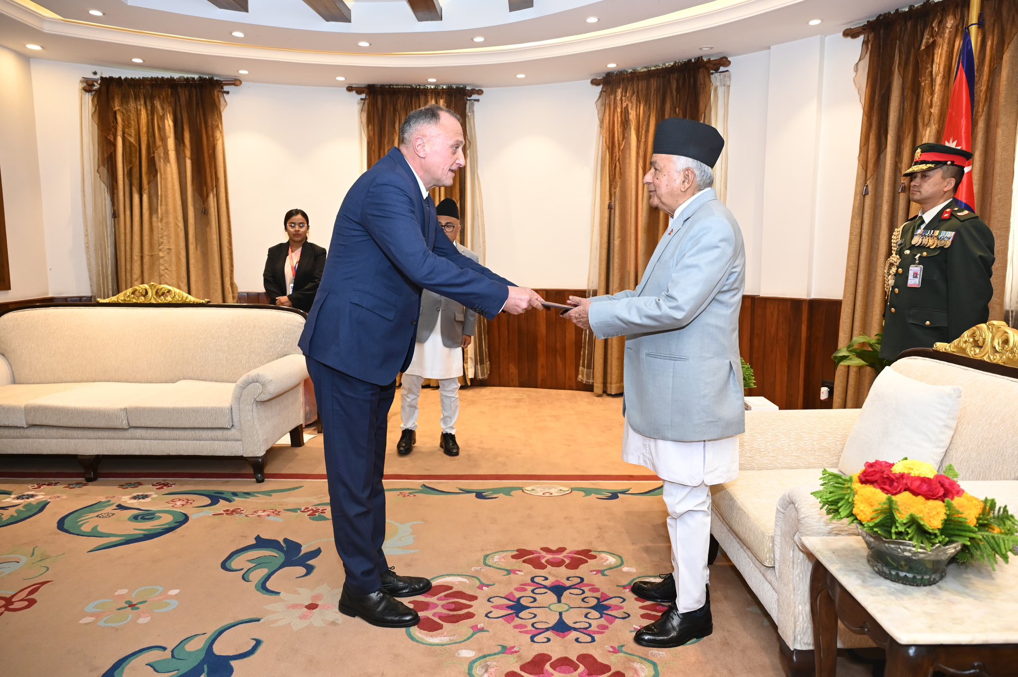 President Paudel Receives Credentials from Ambassadors of Egypt, Norway, Sri Lanka, and Myanmar