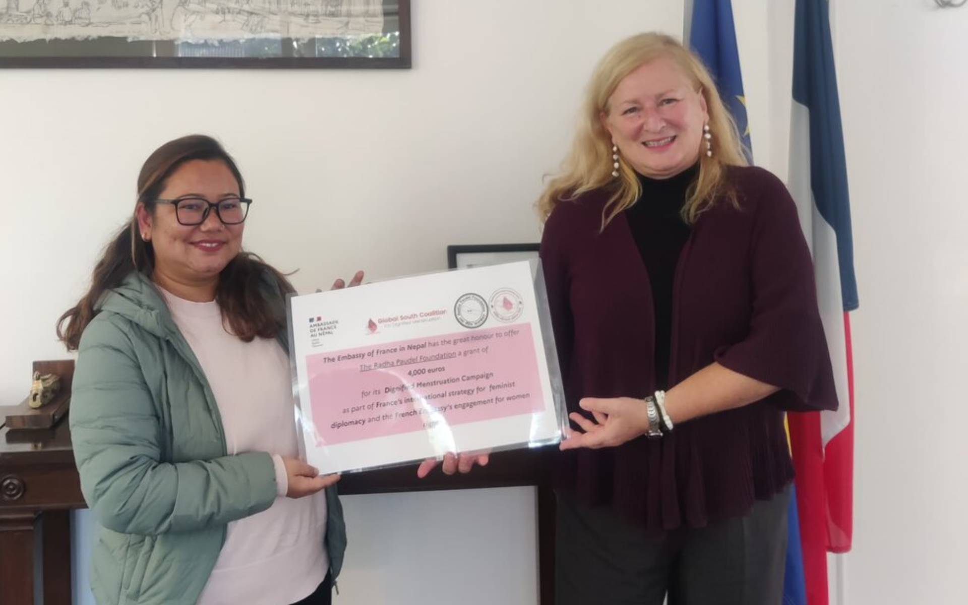 French Embassy Grants €4,000 to Support Menstrual Dignity Project in Nepal