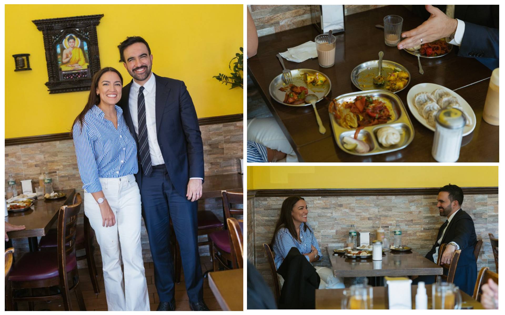 NYC Mayor Zohran Mamdani Meets AOC at Nepali Restaurant in Jackson Heights