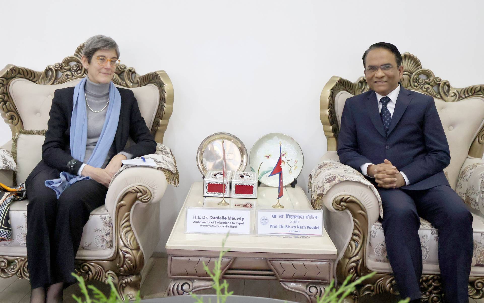 Swiss Ambassador Meuwly Meets Nepal Rastra Bank Governor Poudel