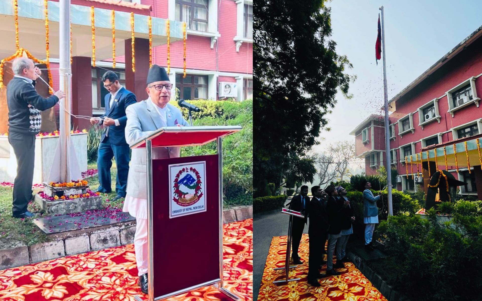 Nepal Embassy in India Marks 76th Democracy Day with Flag Hoisting