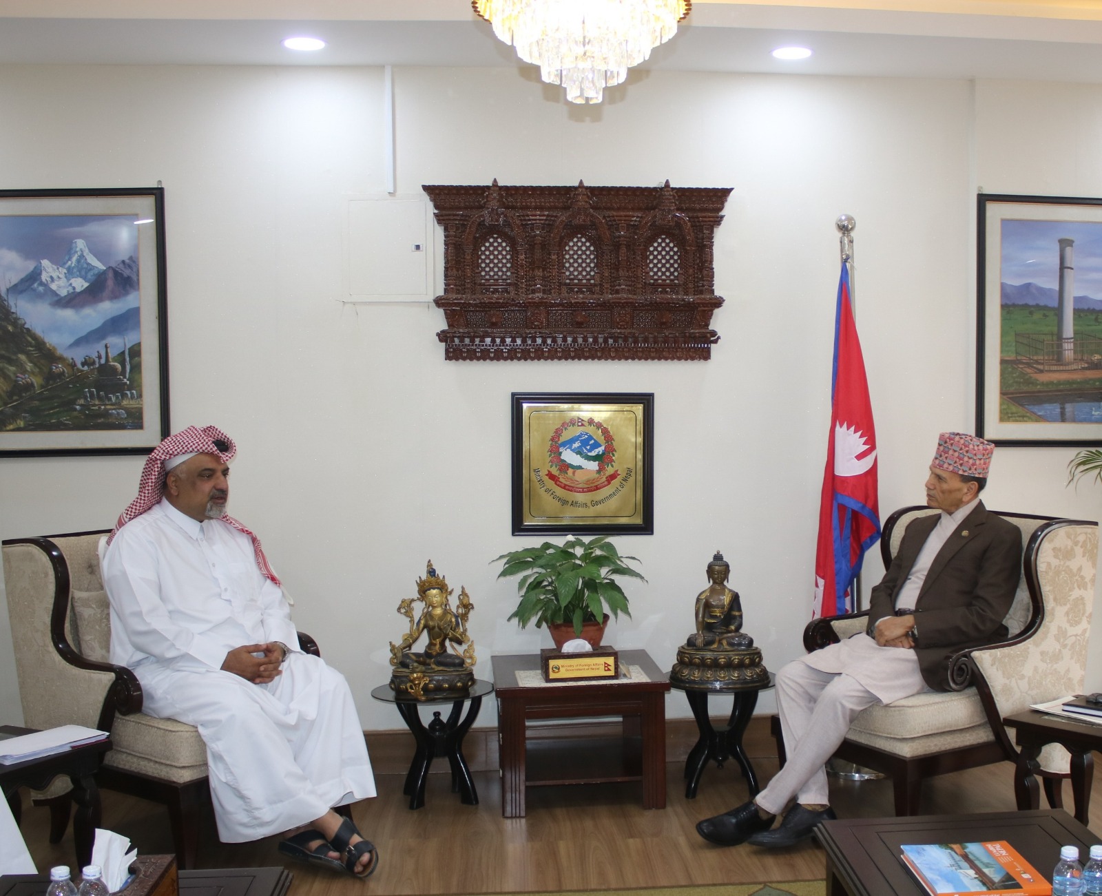 Foreign Minister Sharma and Qatari Ambassador Ali Alansari Discuss Bilateral Cooperation