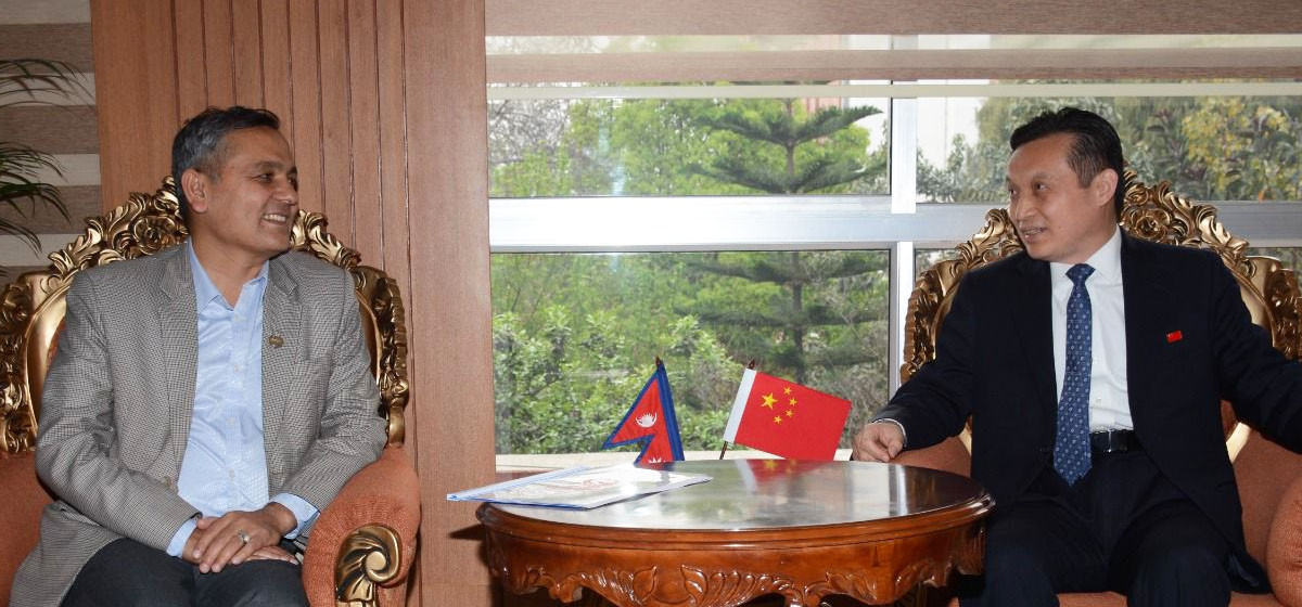 Chinese Ambassador Zhang Calls on Home Minister Aryal