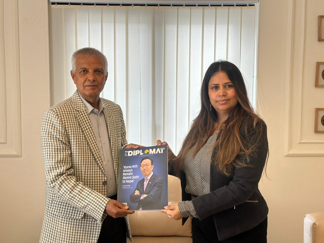 President Amb. Dr. Sarmila Receives Amb. Yuba Nath at the Ambassadors Club Nepal