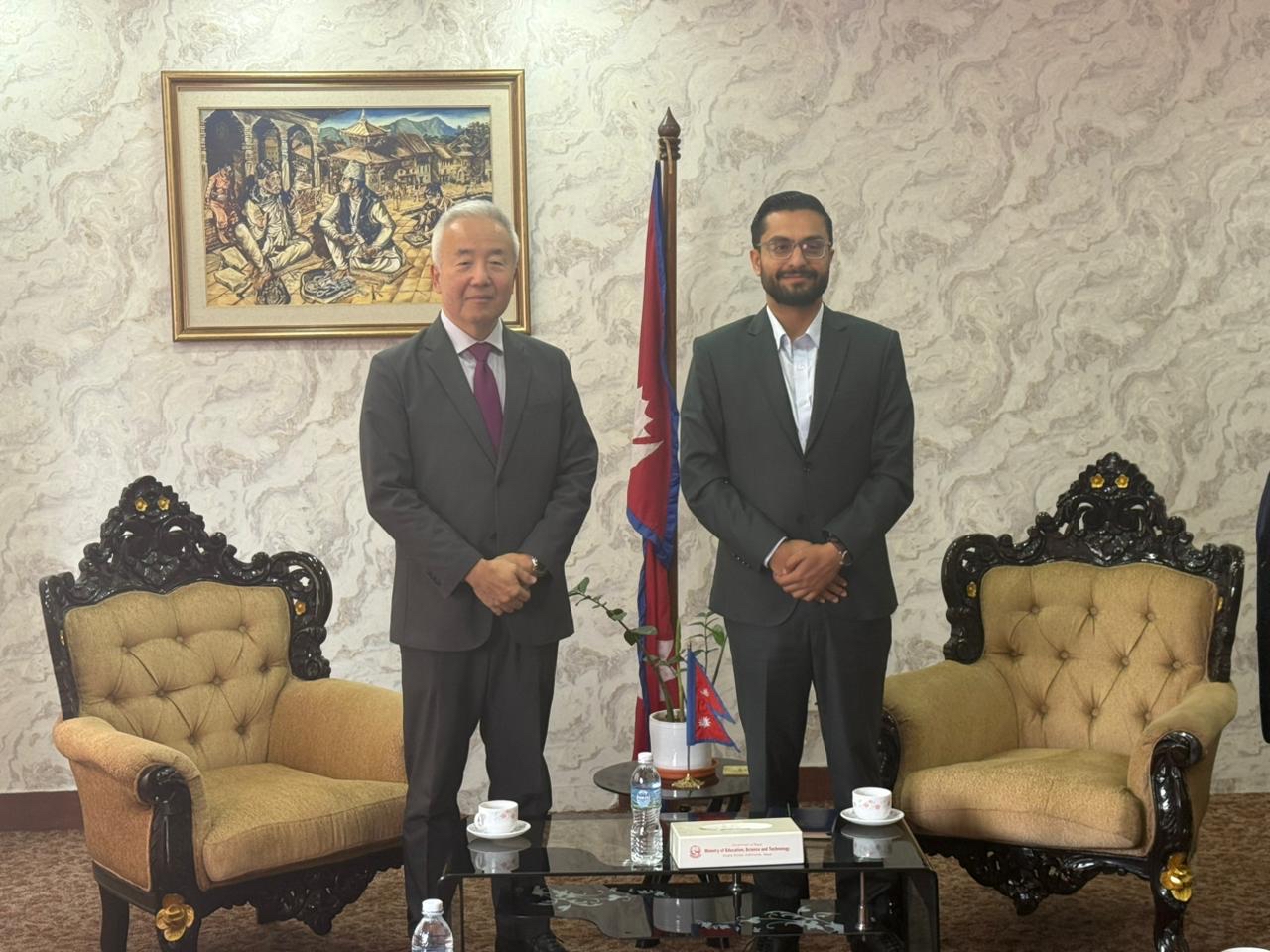 Japanese Ambassador Maeda Pays Courtesy Call on Education Minister Pokharel