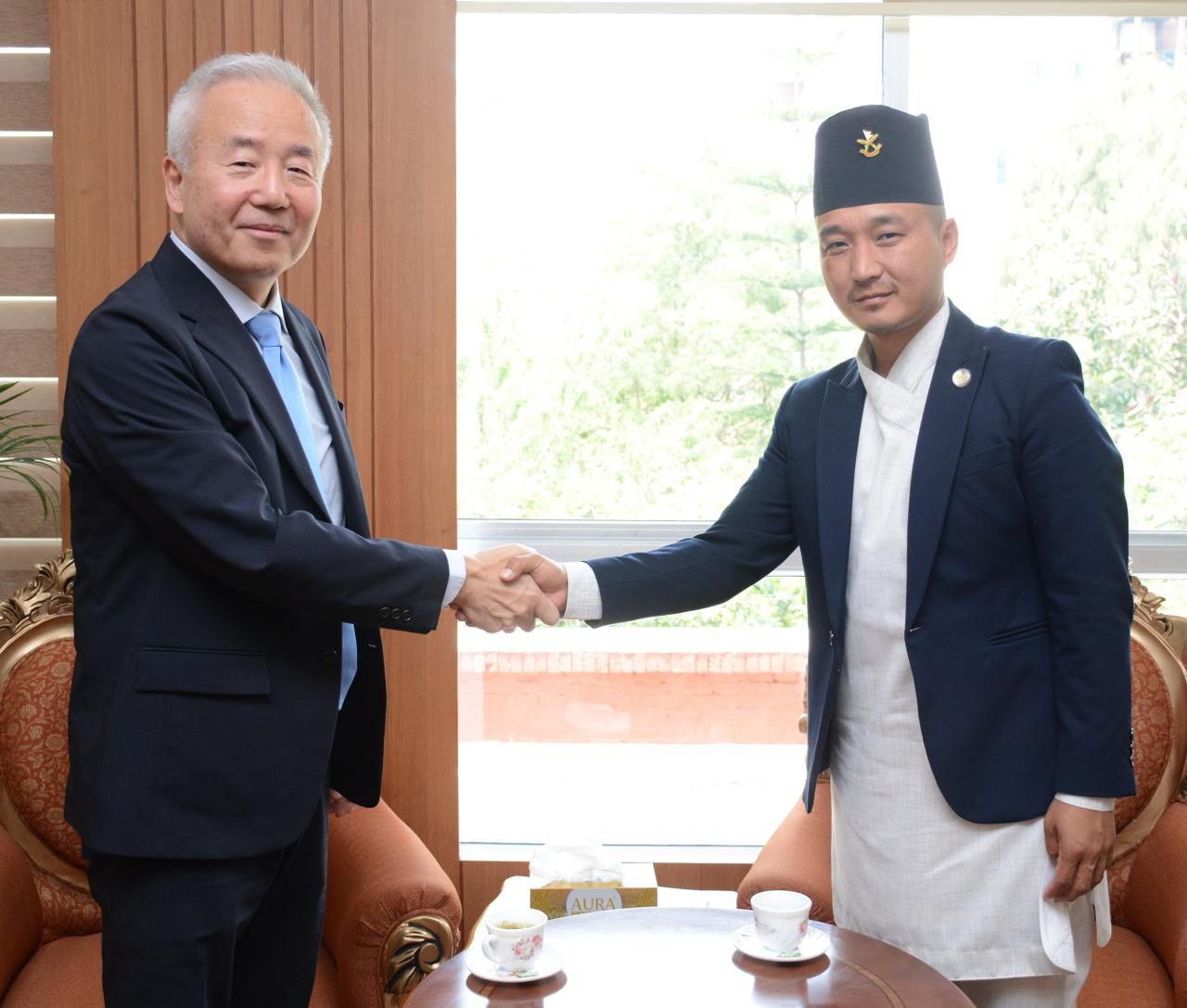 Japanese Ambassador Maeda Pays Courtesy Call on Home Minister Gurung