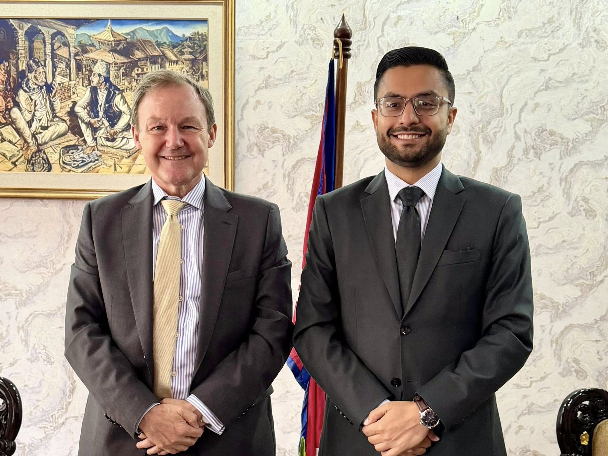 UK Ambassador Fenn Meets Education Minister Pokharel