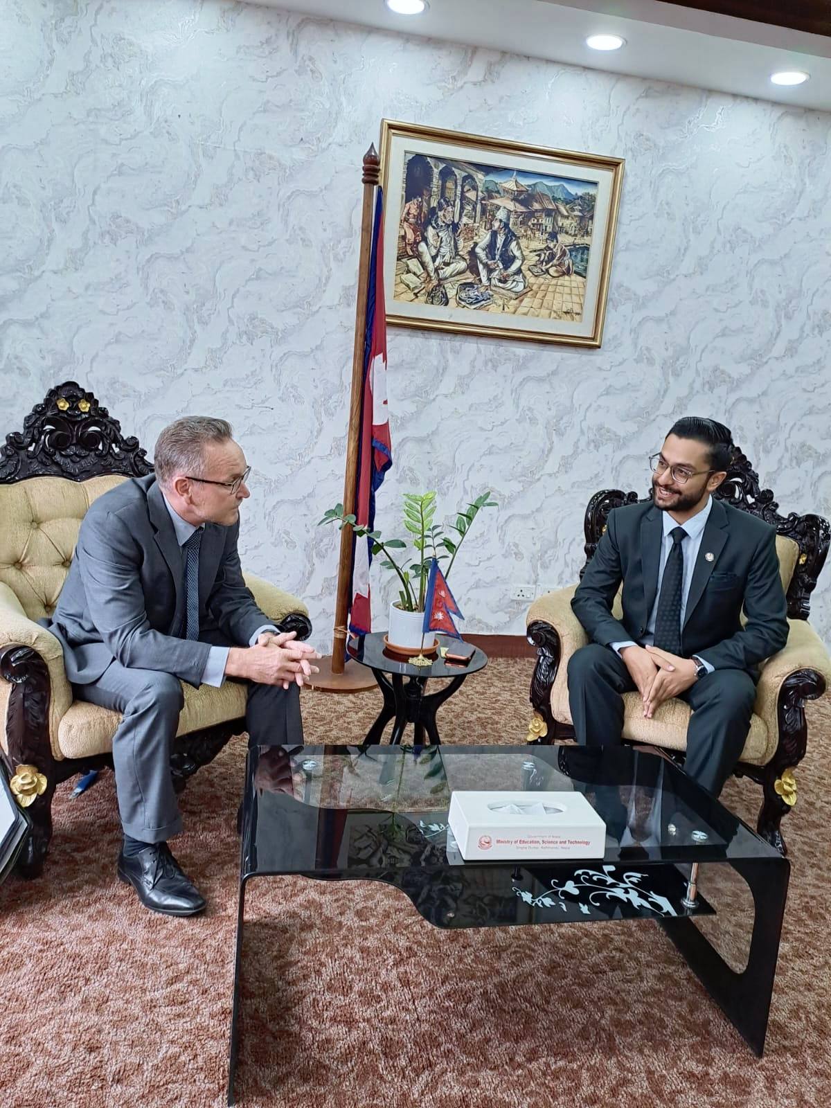 Finnish Ambassador Holds Meeting with Education Minister Pokharel