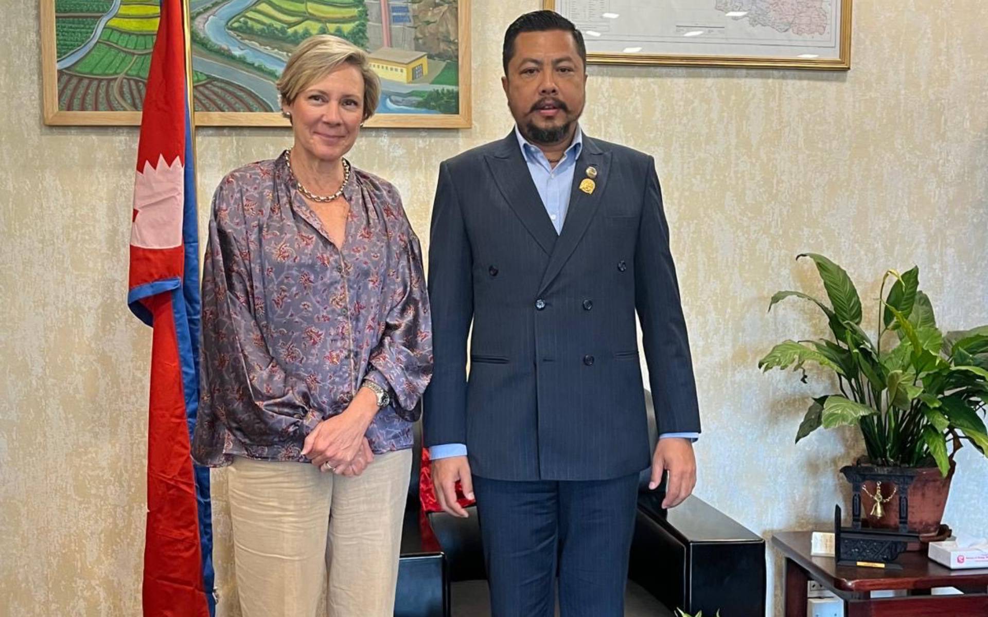 EU Ambassador Lorenzo Meets Former Youth Minister Shrestha