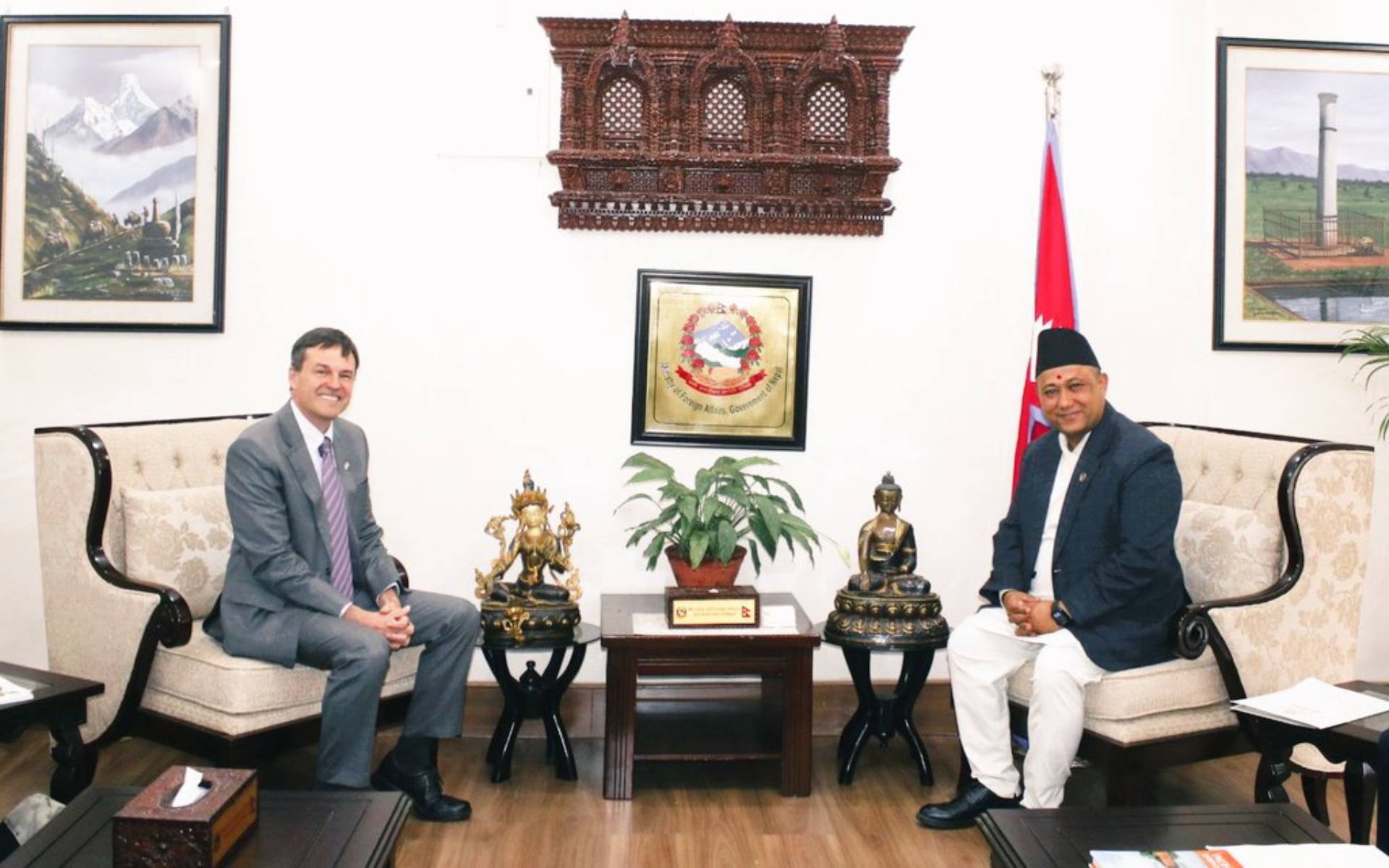 American CDA Urbom Pays Courtesy Call on Foreign Affairs Minister Khanal