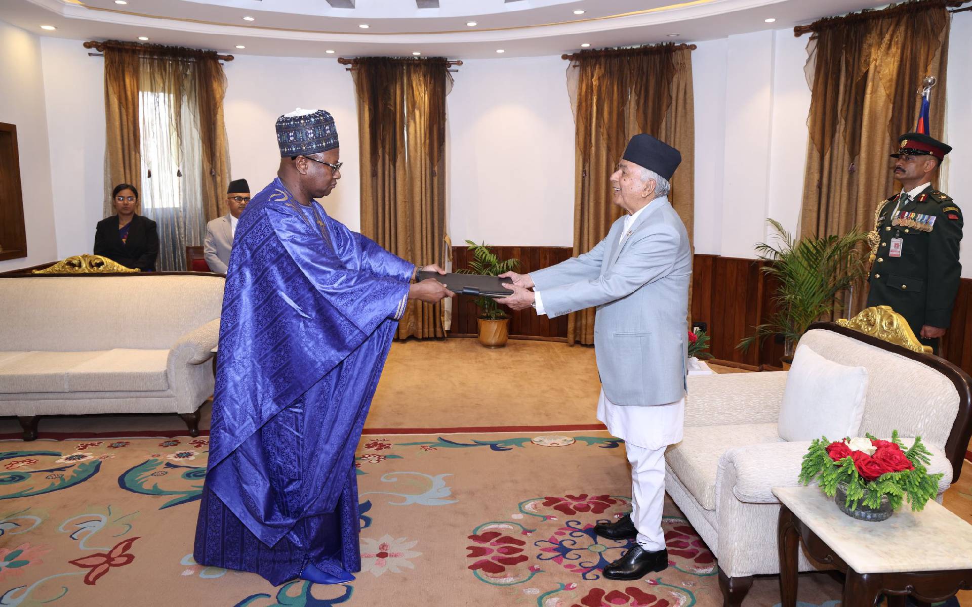 President Paudel Receives Letters of Credence from Gambia Ambassador Jawara
