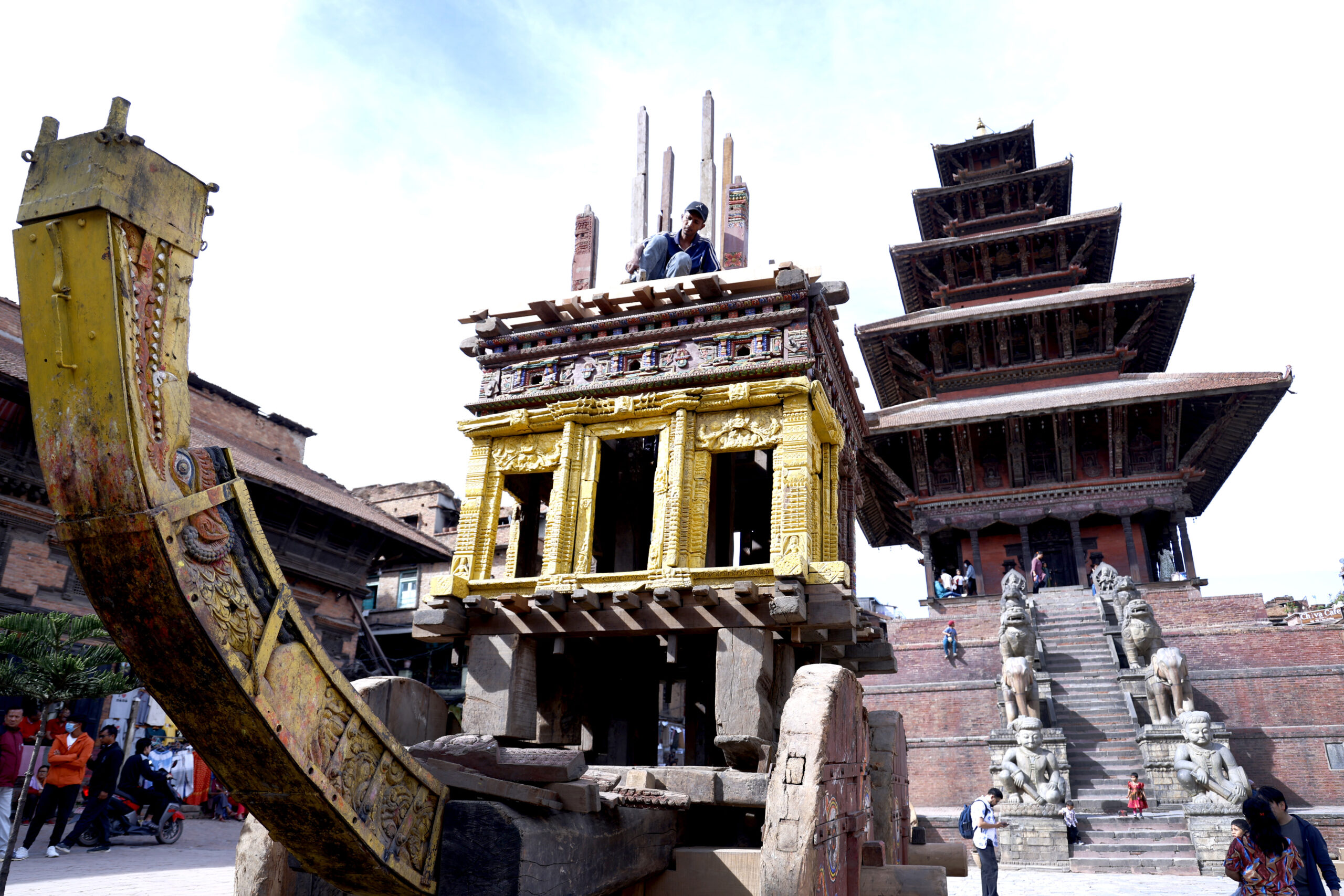 Bhairavnath Chariot Construction Accelerates Ahead of Biska Jatra in Bhaktapur