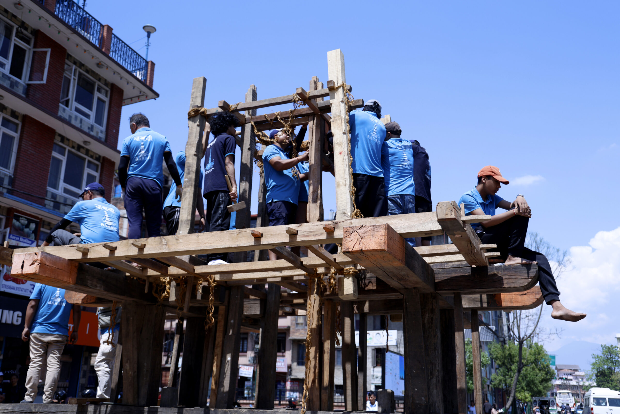 Chariot Construction Begins for Rato Machhindranath Jatra in Lalitpur