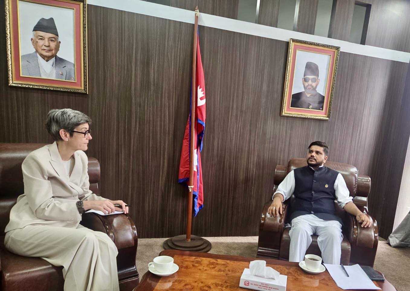 Swiss Ambassador Meuwly Meets with Labour Minister Yadav