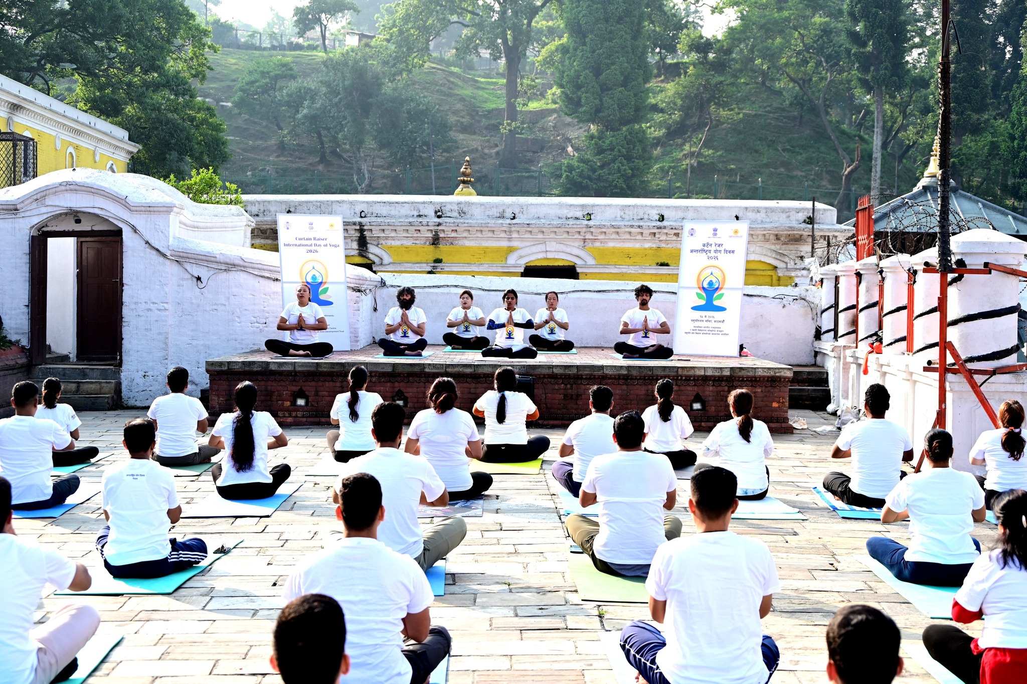 Indian Embassy Organizes Yoga Session in Pashupatinath Temple