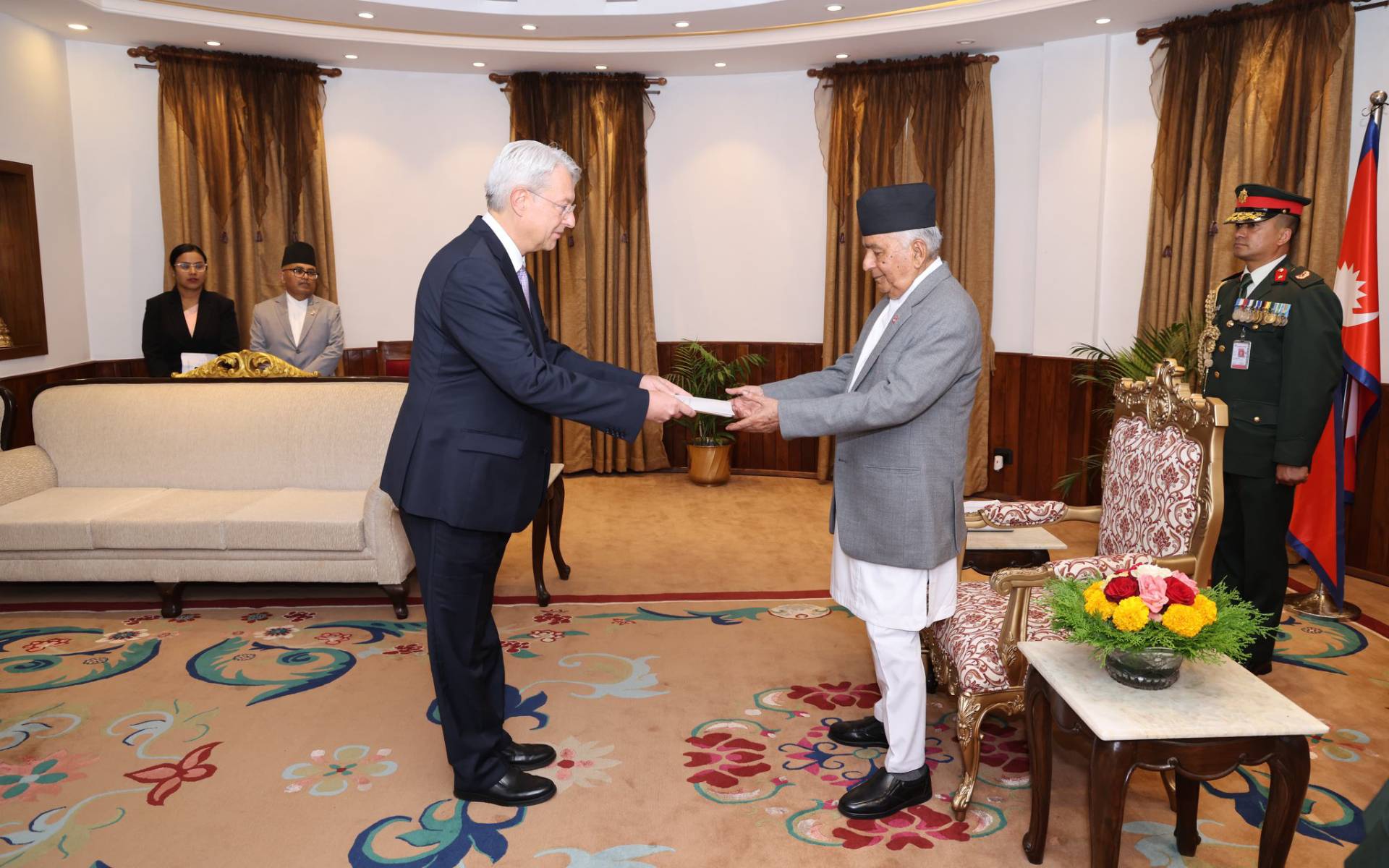 Luxembourg Ambassador Biever Gives His Letters of Credence to President Paudel