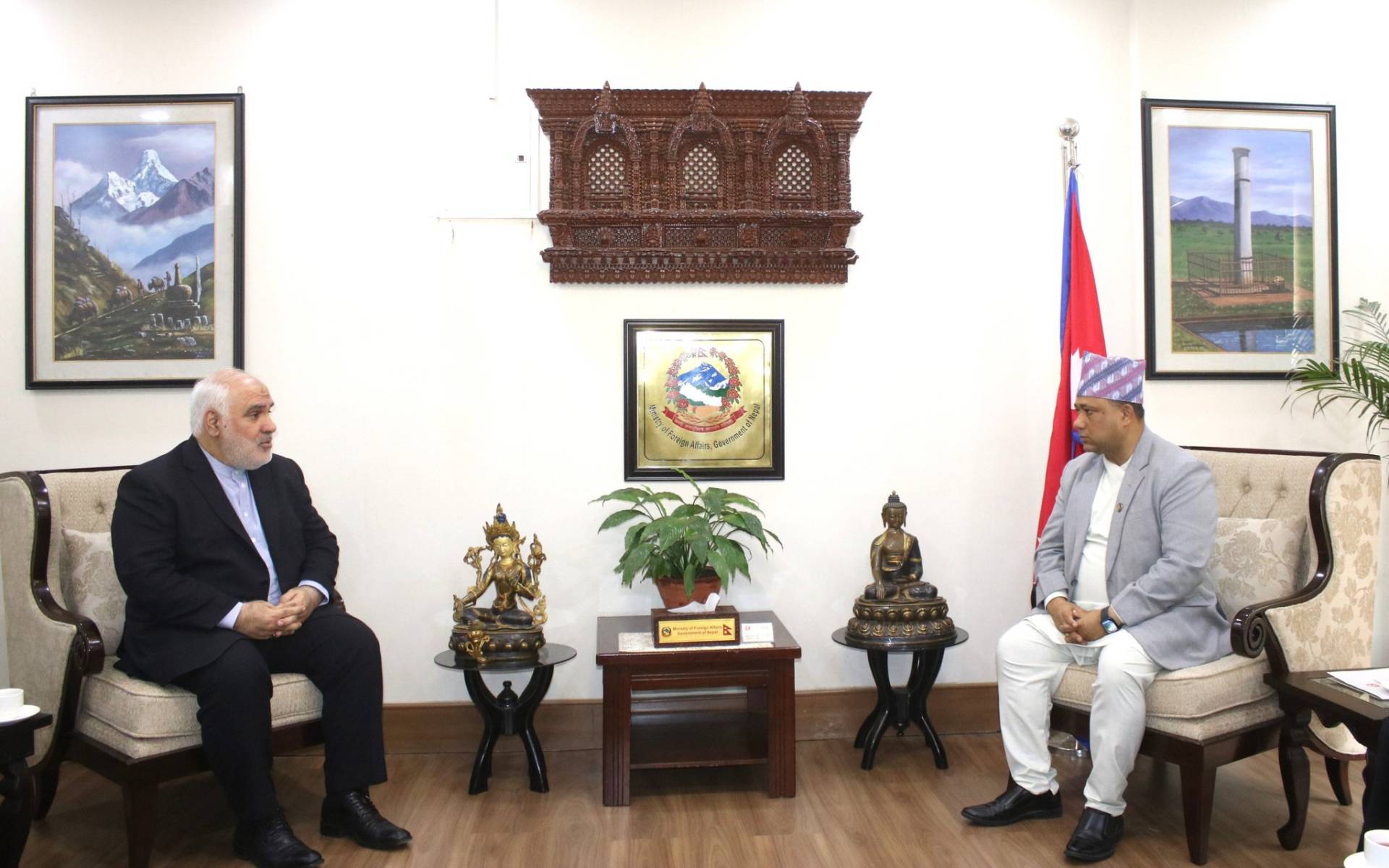 Iranian Ambassador Fathali Pays Courtesy Call on Foreign Minister Khanal