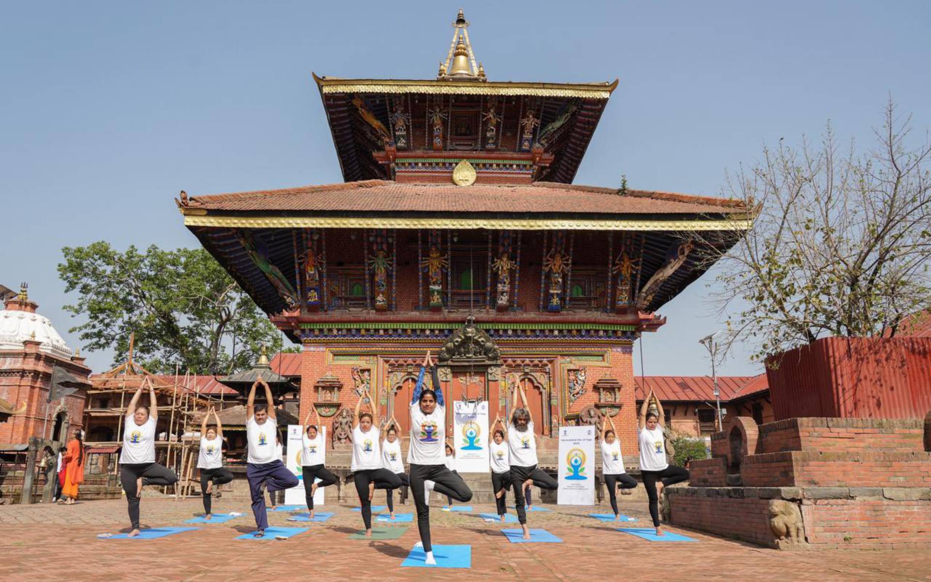 Indian Embassy Organizes Yoga Posture Demonstration at Changu Narayan Temple
