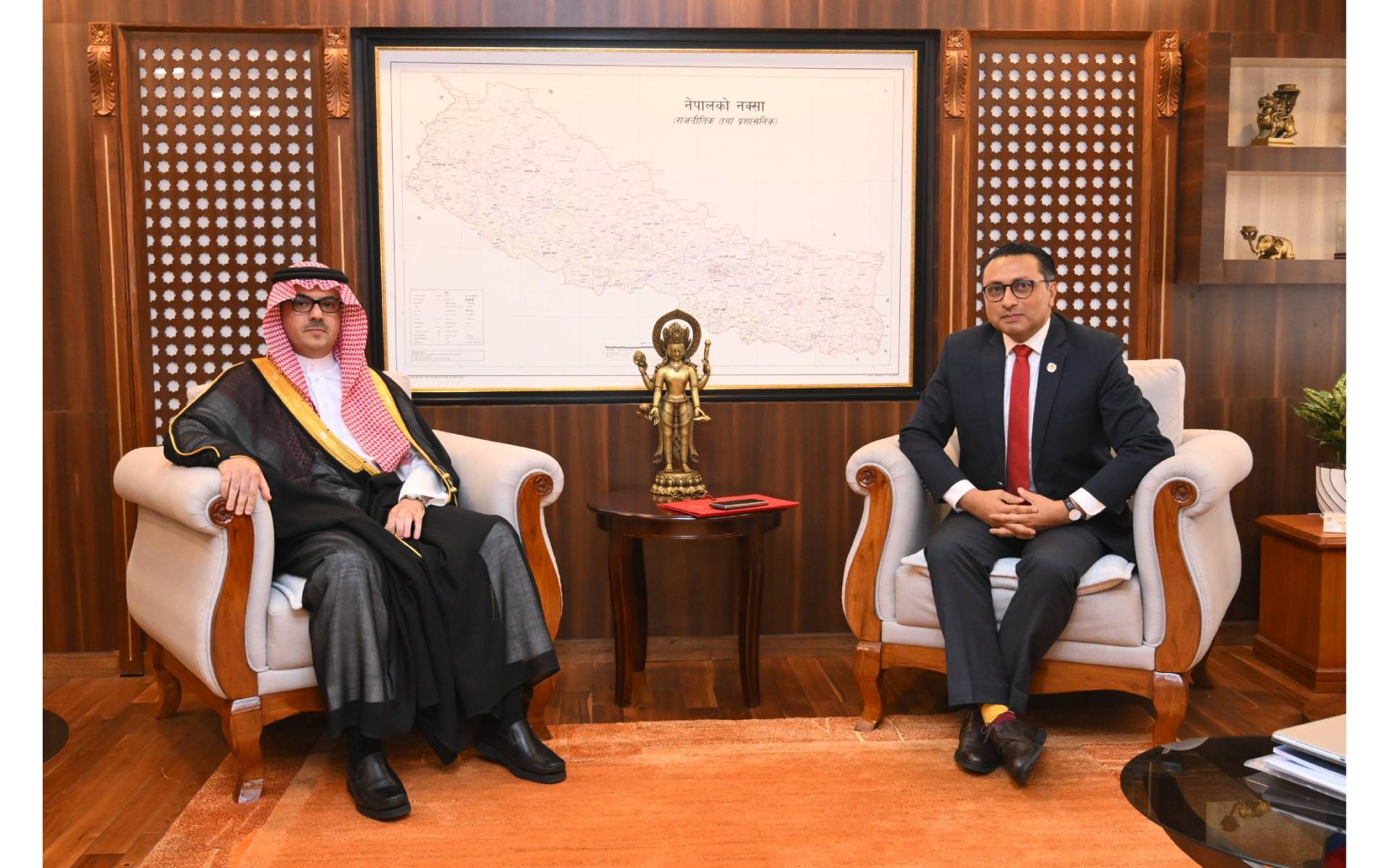 Saudi Arabia Ambassador Mnikhr meets Finance Minister Wagle