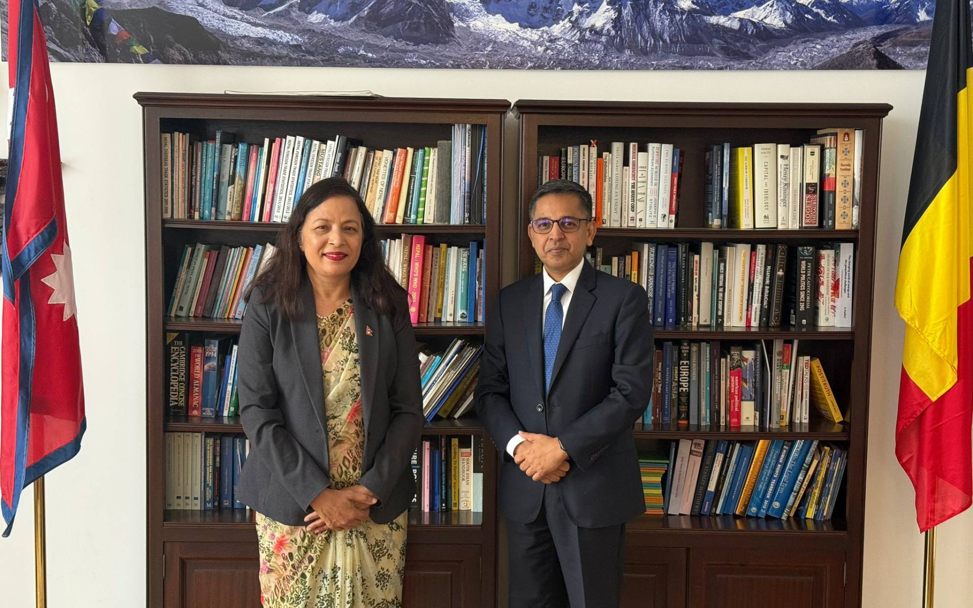 Ambassador Lamsal Welcomes Newly Arrived Ambassador Verma of India
