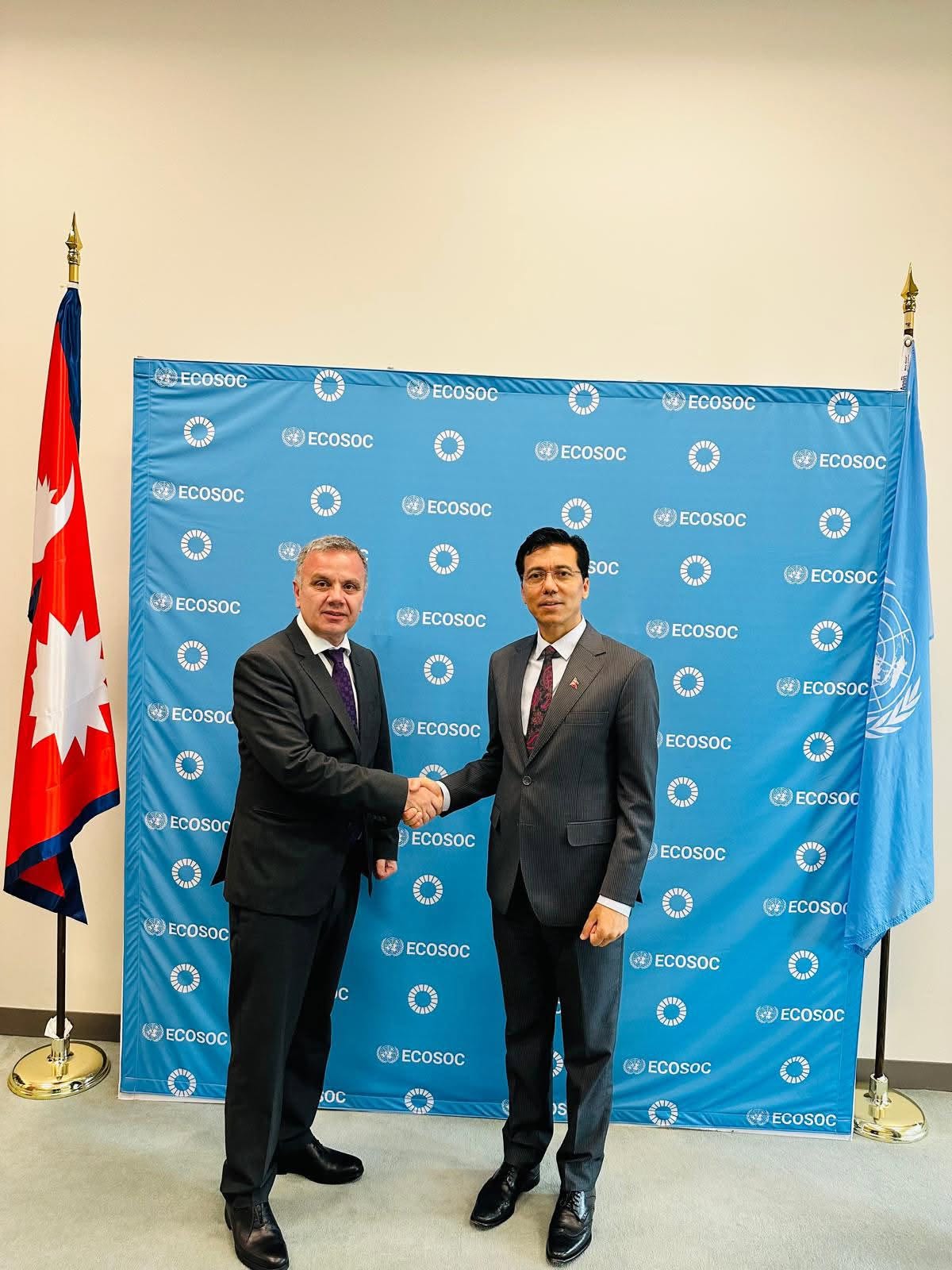 UN ECOSOC President Thapa Meets with North Macedonia Foreign Minister Mucunski