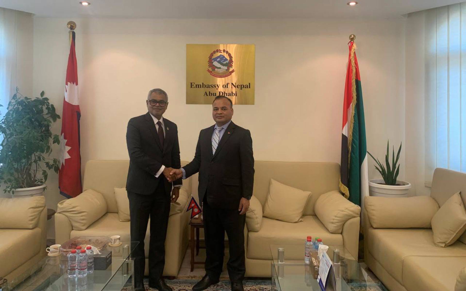 Ambassador Chhetri Receives Maldives Ambassador Ibrahim at Abu Dhabi