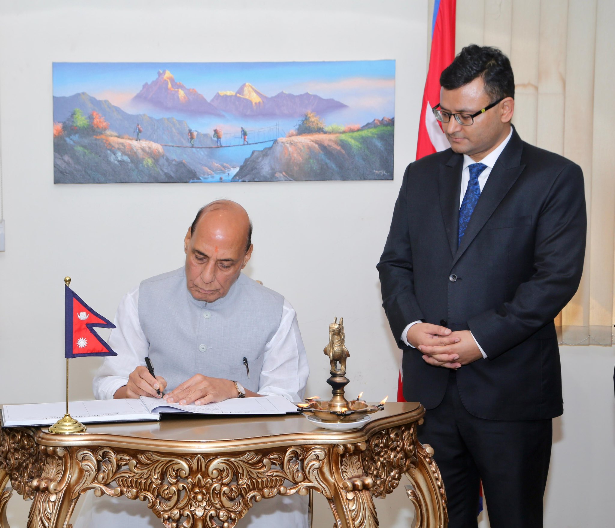 India’s Defence Minister Rajnath Singh Visits Nepal Embassy in New Delhi and Expresses Condolences
