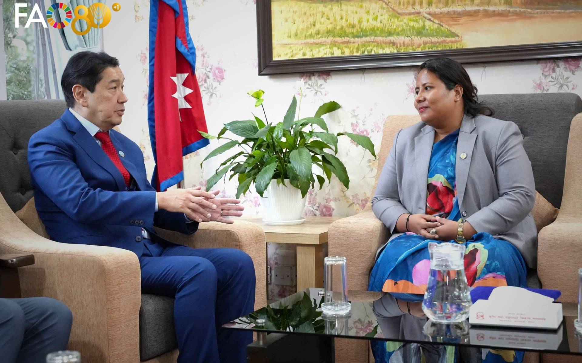 FAO Country Representative Shimizu Pays Farewell Courtesy Call on Agriculture Minister Chaudhary