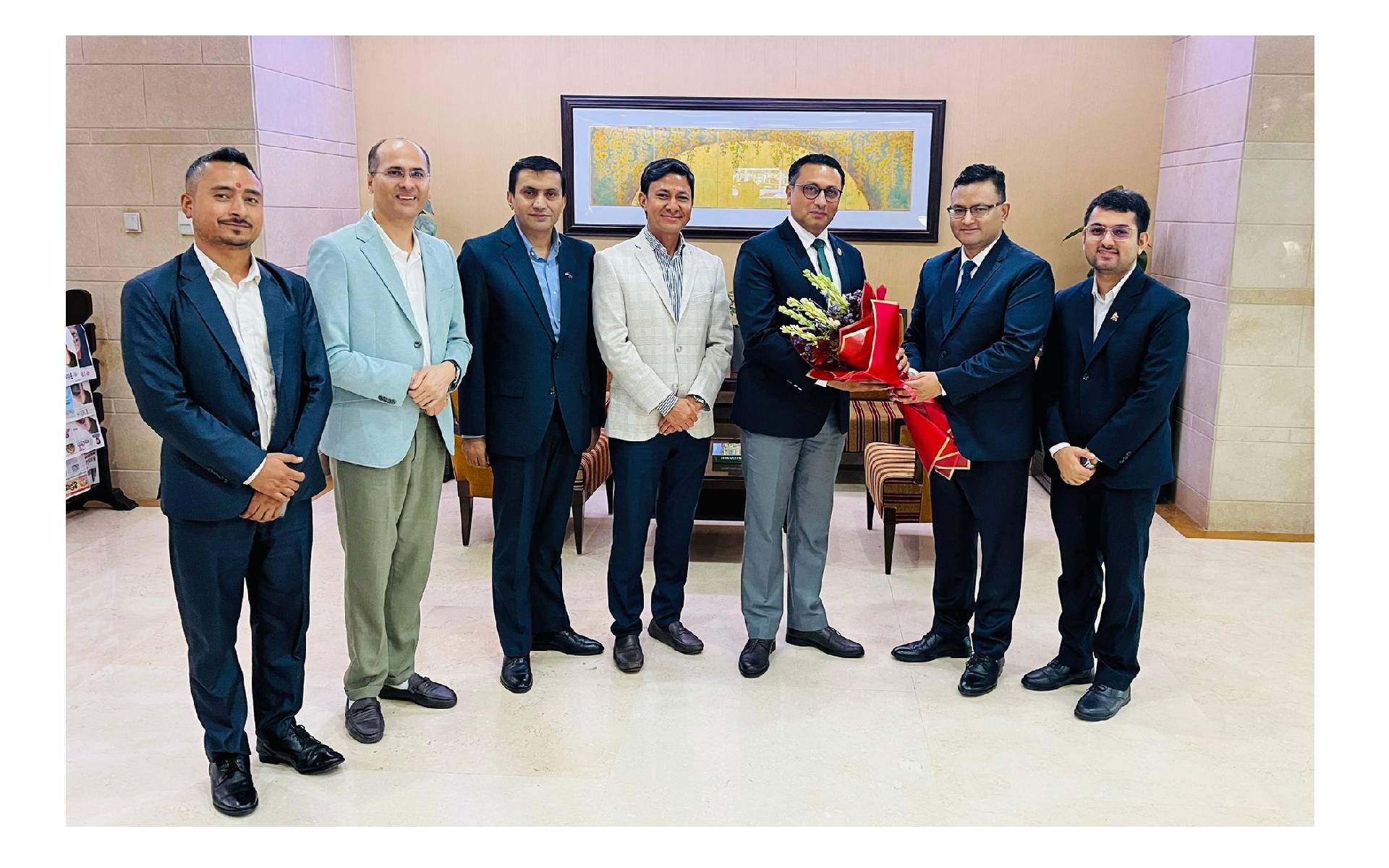 Finance Minister Wagle Welcomed by CdA Thapa in New Delhi 