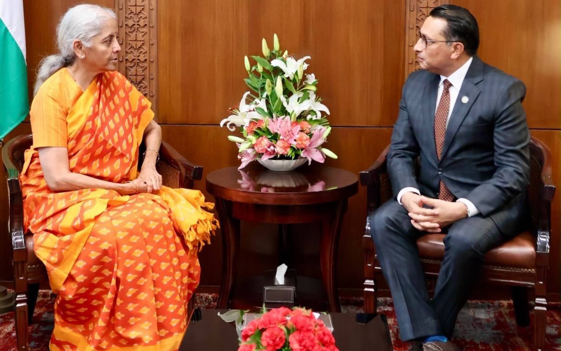 India’s Union Minister for Finance Meets with Finance Minister Wagle in New Delhi
