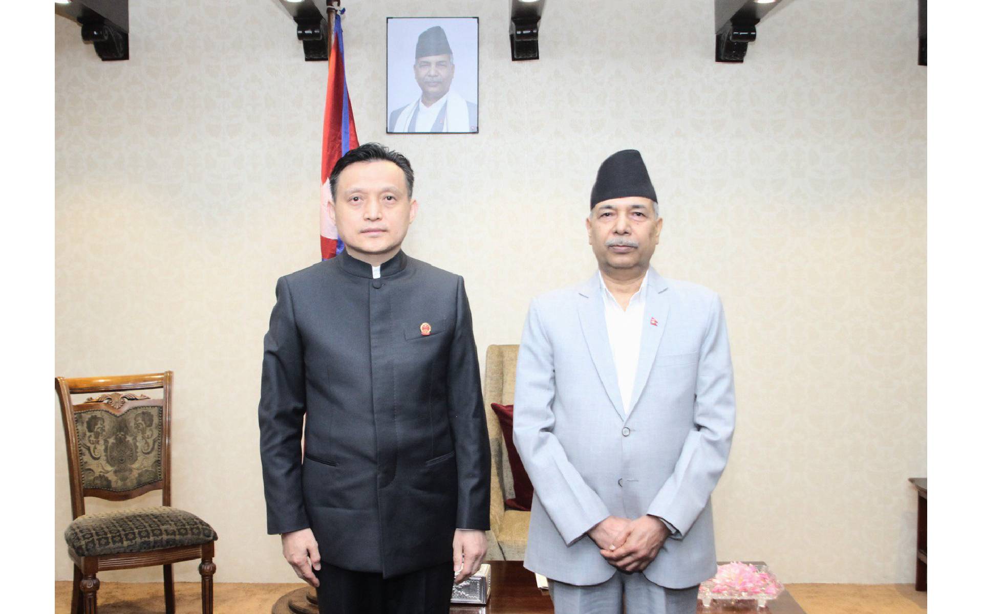 Chinese Ambassador Holds Meeting with Vice President Yadav 
