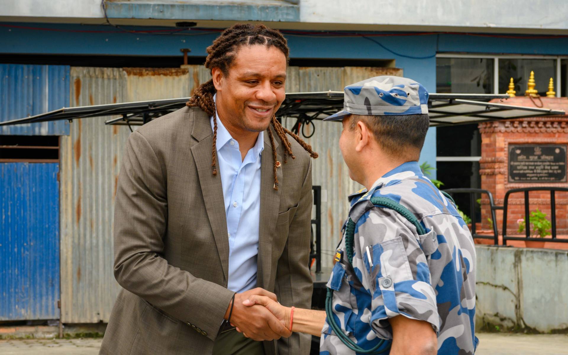 US Acting Deputy Chief of Mission Vaughn Hands Over Three US-Funded Solar Charging Trailers to Nepal Armed Police Force