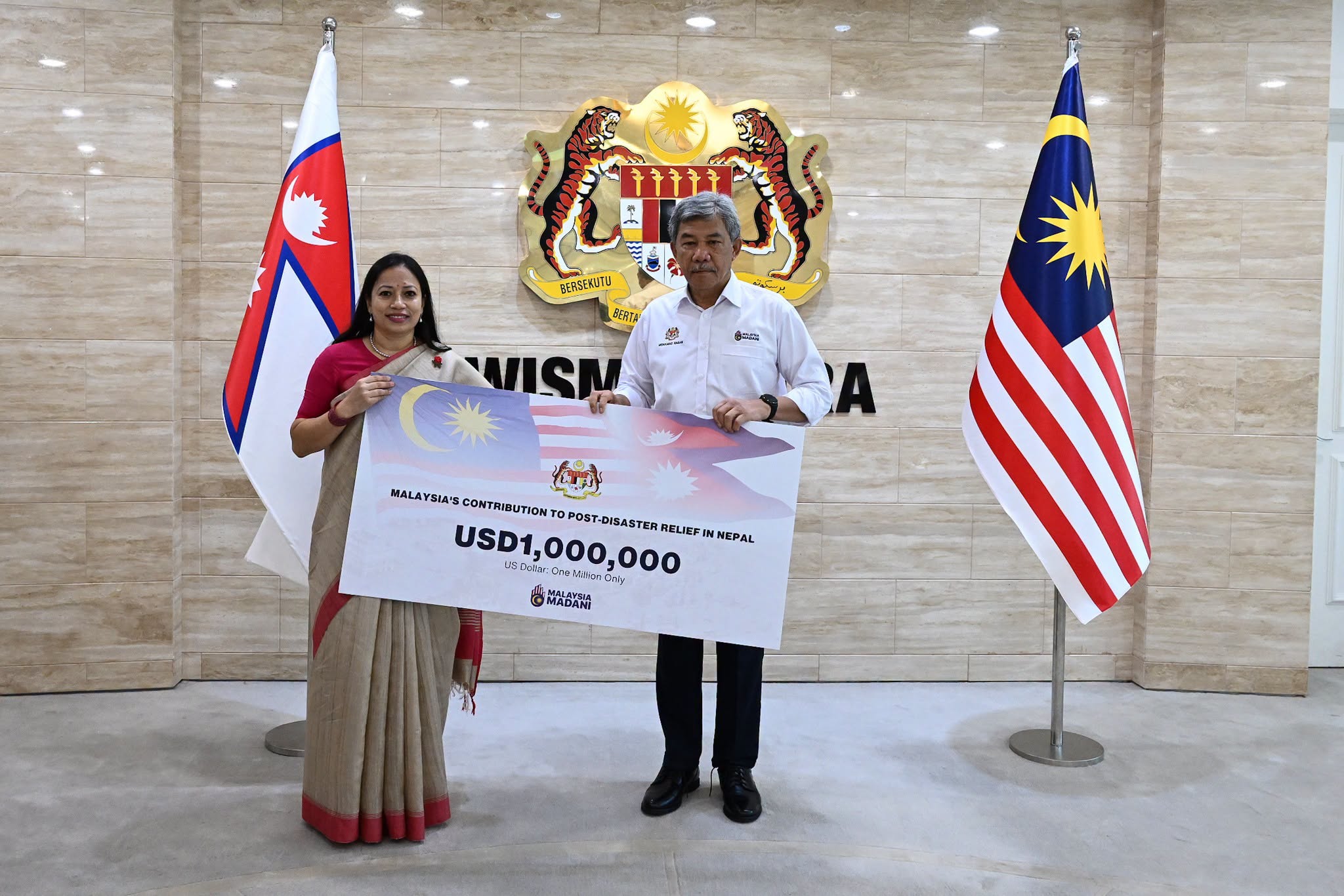 Malaysia Donates USD One Million to Prime Minister Disaster Relief Fund