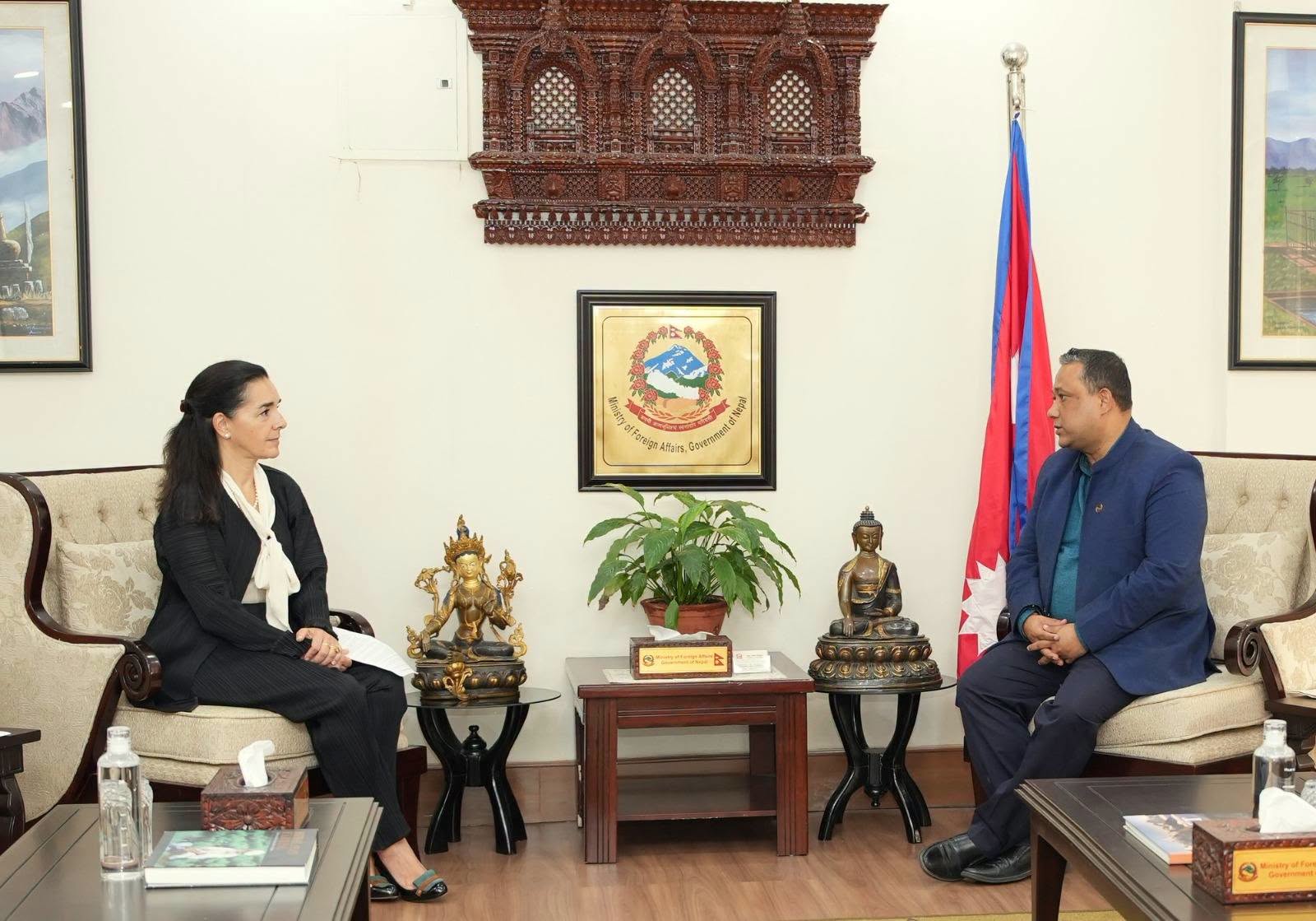 Newly Appointed French Ambassador Pays Courtesy Call on Foreign Minister Khanal