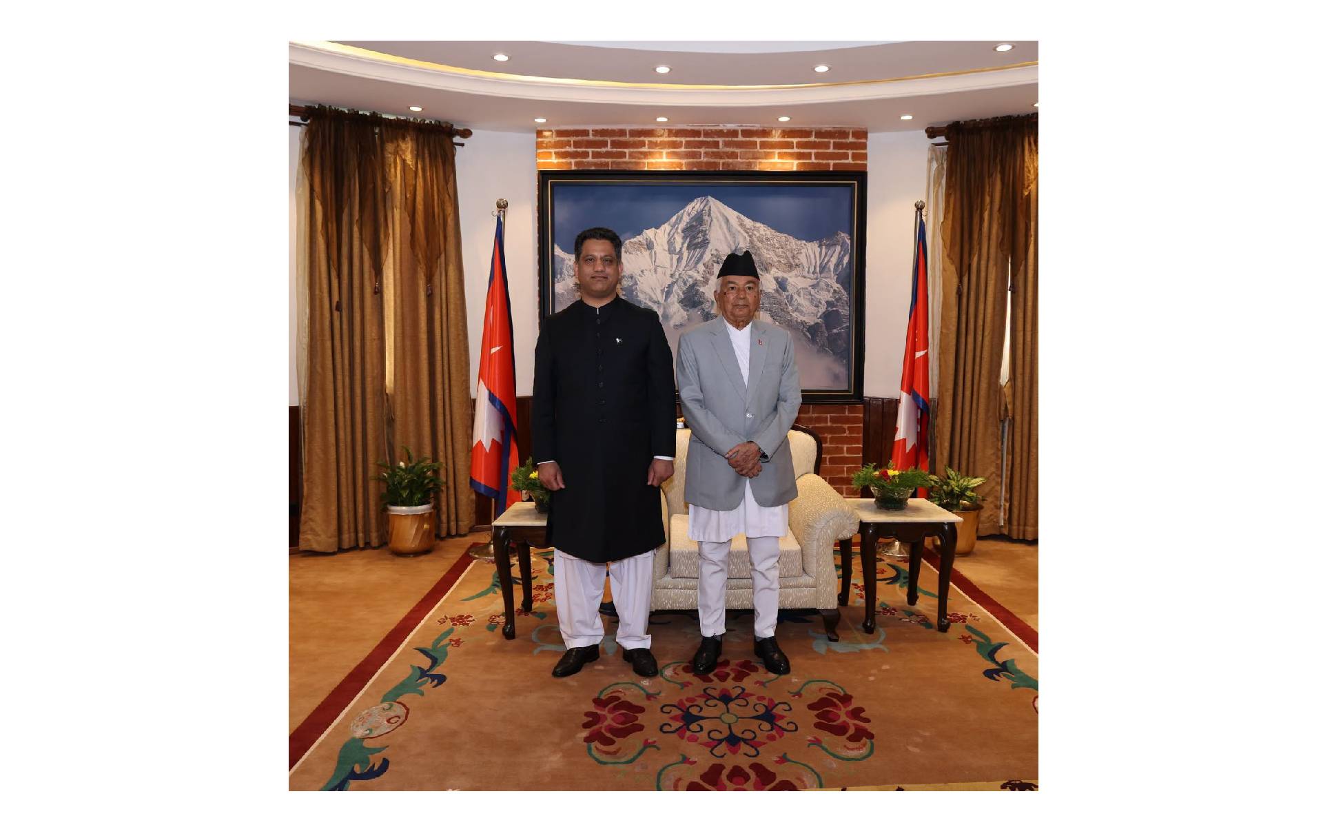 Ambassador Khan presents his letter of Credence to President of Nepal Paudel 