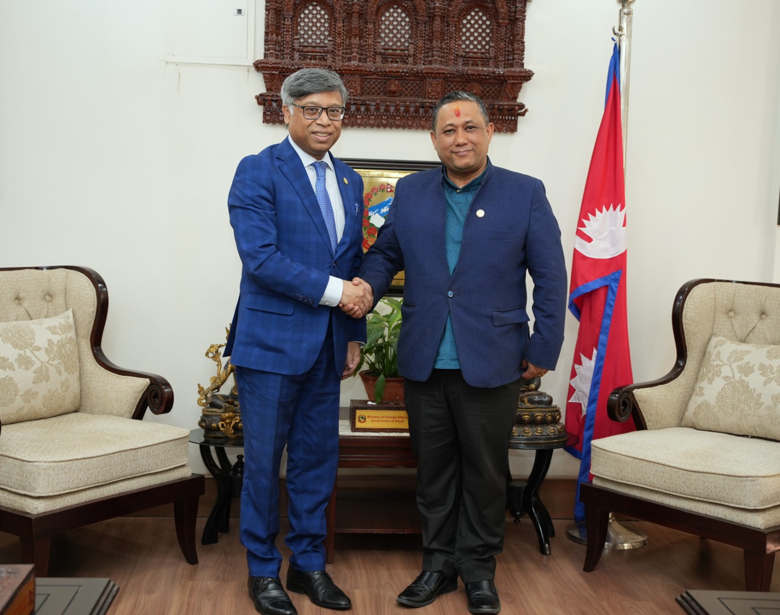 SAARC Secretary-General Golam Sarwar Pays Farewell Call on Foreign Minister Shisir Khanal
